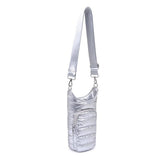 Jace Water Bottle Nylon Puffer Crossbody: Black