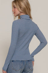 Stripe Long Sleeve Turtle Neck