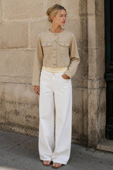 Washed Cotton Cropped Utility Jacket: