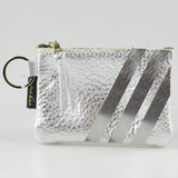 The Kara Wallet: 3 Side Stripes: Moss w/Platinum Stripes / Lobster