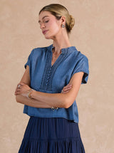 Chambray Boxy Cropped Top