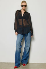 Sheer Stripe Button Down Blouse