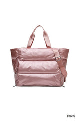 Puffy Quilted Waterproof Travel Sports Tote Bag: SILVER / 1 (ONE SIZE)