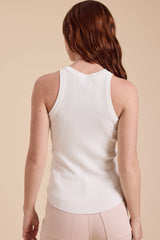 Cream Ribbed Tank Top