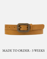 Brown Vintage Skinny Leather Belt