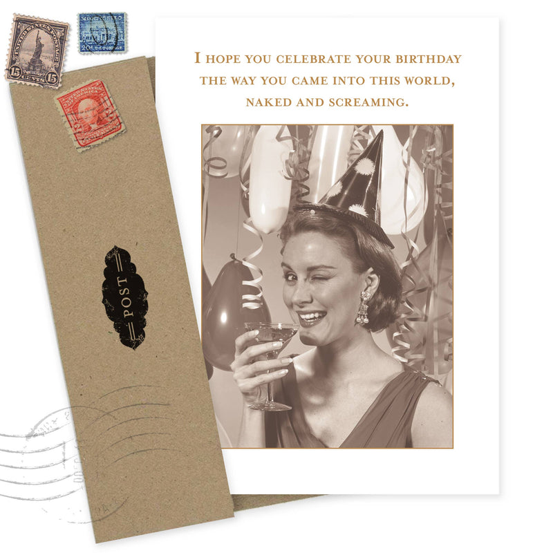 Naked And Screaming Birthday Card