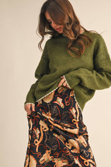 Olive Contrast Trim Sweater