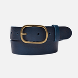 Black Gold Oval Buckle Design Statement Leather Belt Women