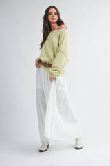 Flowy Mesh Maxi Skirt: Chocolate