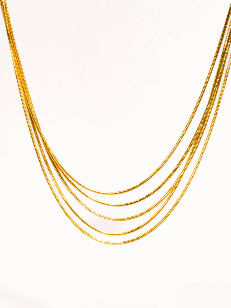 Parie 18K Gold Non-Tarnish Layered Chain Necklace: Yellow Gold