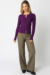 Haley Knit Button Top: Black