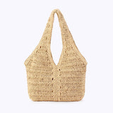 Knotted Handle Woven Shoulder Bag: CAMEL / One Size
