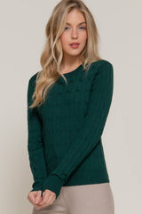 Long Sleeve Round Neck Cable Sweater