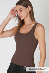 Ribbed v neck Tank Mocha