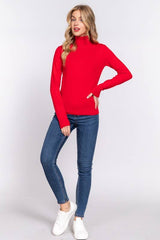 Long Sleeve Turtle Neck Basic Viscose Sweater: