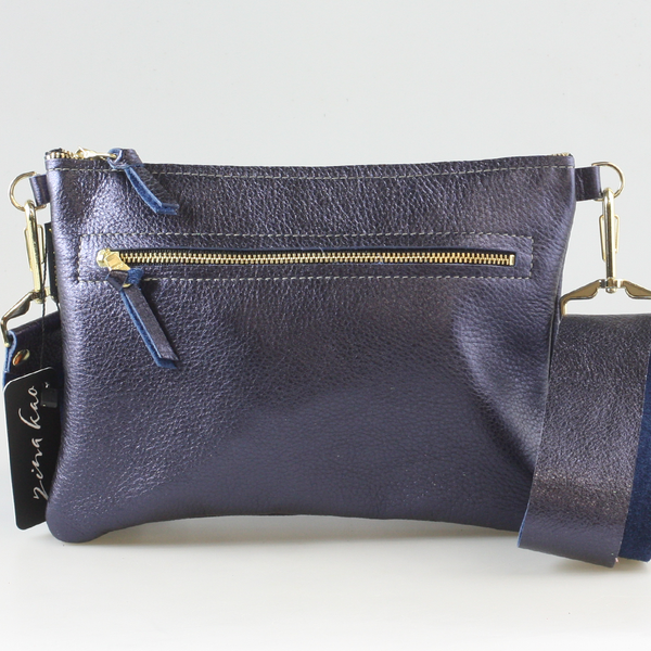 The Metallic Rita Crossbody and Hipbag: Sapphire