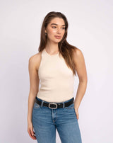 LT. BROWN Classic Leather Belt with Antique Buckle