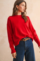 Red Mock Neck Sweater