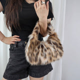 Winter Leopard Print Fluffy Handbag