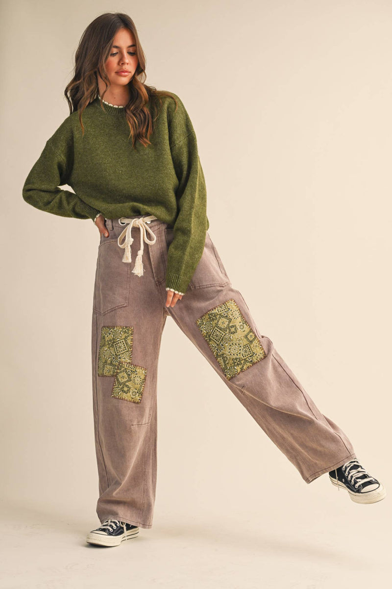 Olive Contrast Trim Sweater