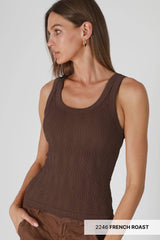NS8458 - Reversible Lace Textured Tank Top: 6 Black