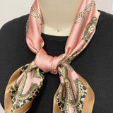 Wrapables Women's Satin Square Scarf, 26.5 x 26.5 Inch Neckerchief, Pink Insignia