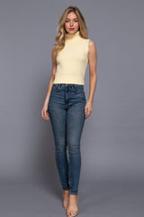 Sleeveless Turtle Neck Sweater Top IVORY