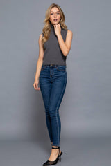 Sleeveless Turtle Neck Sweater Top IVORY