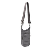 Jace Water Bottle Nylon Puffer Crossbody: Silver