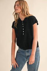 Cap Sleeve Sweater BLACK