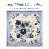 Wrapables Satin Neckerchief Scarf 26.5 x 26.5, Blue Daisies