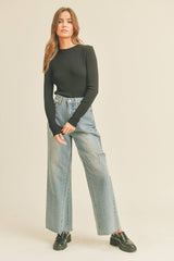 Long Sleeve ribbed coffee top