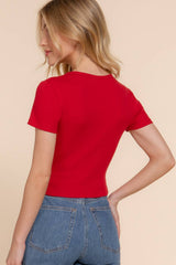 Short Sleeve Crew Neck Cotton Spandex Rib Knit Top : PNK-beige pink / L