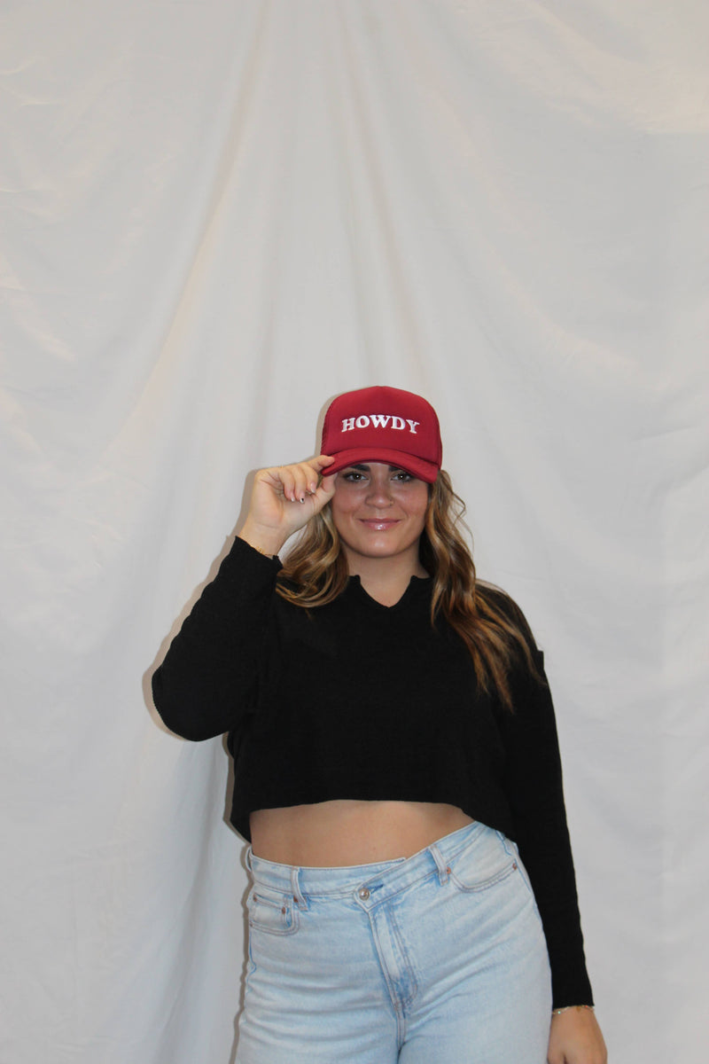 Trucker Hat Maroon Howdy