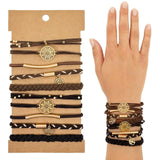 Wrapables Charms and Braided Boho Hair Tie Bracelets for Women, No Damage Elastic Hair Bands, Hair Accessories for Ponytails (10pcs): Brown