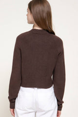 Long Sleeve Round Neck Button Down Sweater Cardigan: GRN-dark green / L