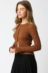 Haley Knit Button Top: Burgundy