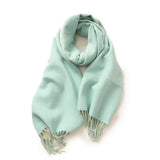 Fashion Scarf - Soft Faux Cashmere with Tassels_CWASC0174: DARKGREEN / (OS) 1