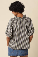 Alex Gingham Split Neck Blouse