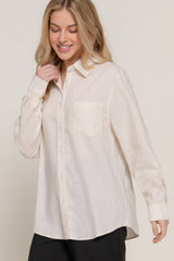 Long Sleeve Linen Blend Shirt NATURAL