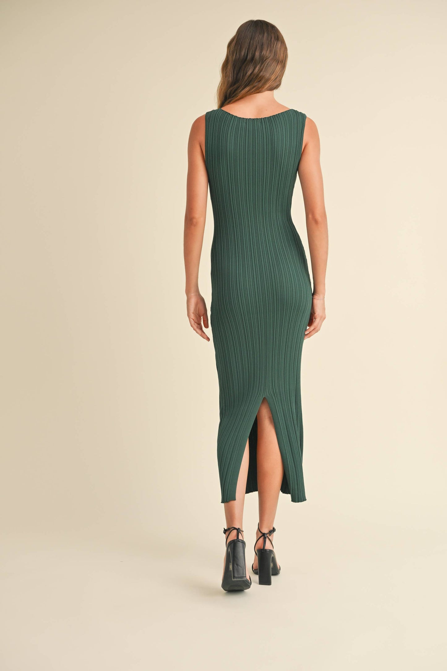 Rib Knitted Dress Hunter