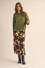 Olive Contrast Trim Sweater