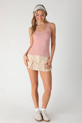 Ribbed v neck Tank Mocha