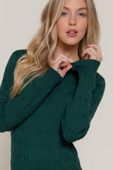 Long Sleeve Round Neck Cable Sweater