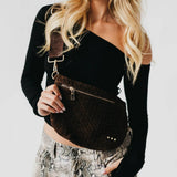 Suede Westlyn Woven Bum Bag: Suede Chocolate