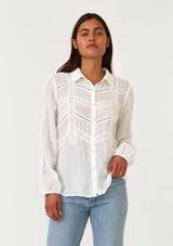 Lace Long Sleeve Button Down Blouse