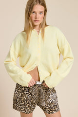 Essential Button Down Cardigan Top: Light Grey / L