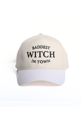 HALLOWEEN BADDEST WITCH IN TOWN Embroidery Two Tone Hat: Black