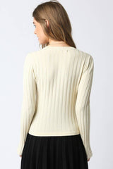 Haley Knit Button Top: Burgundy