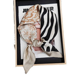 Leopard Print Square Satin Scarf